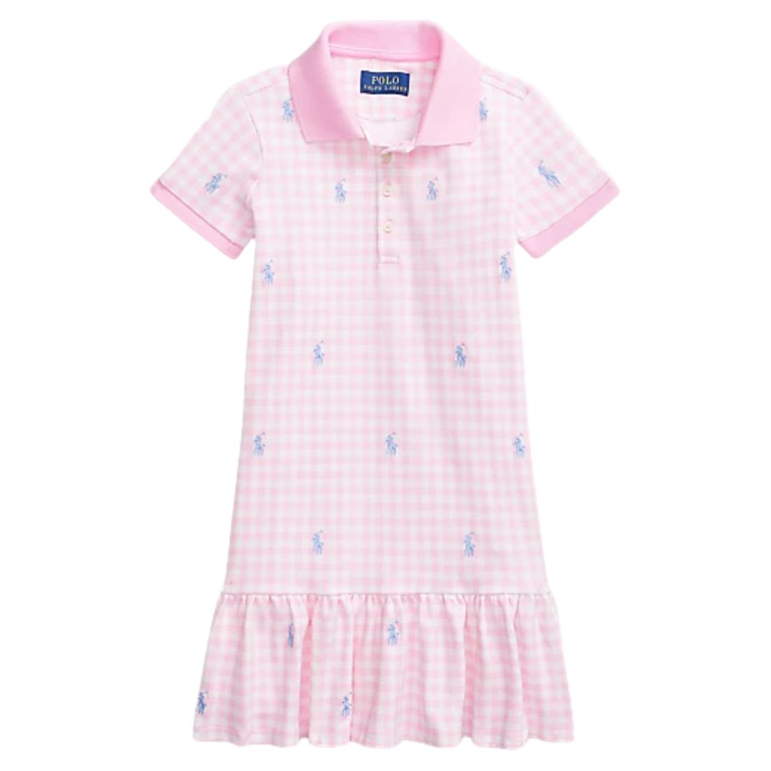 Pink and white polo dress best sale