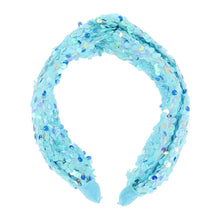 Load image into Gallery viewer, Aqua Sequin &#39;Lourdes&#39; Headband