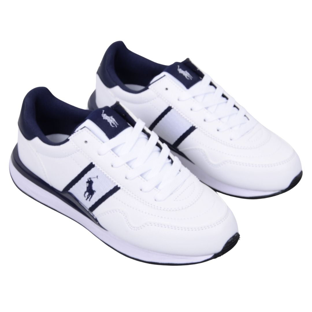 Ralph Lauren White Navy Logo Trainers Village Kids