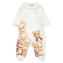 Load image into Gallery viewer, Ivory All Over Bear Design Pink Babygrow