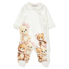 Ivory All Over Bear Design Pink Babygrow