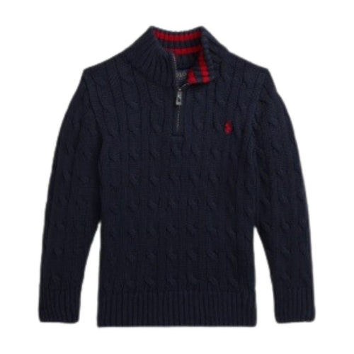 Navy Cable Knit 1/4 Zip Jumper