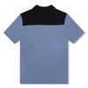 Slate Blue Colour Block Polo Top