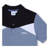 Slate Blue Colour Block Polo Top