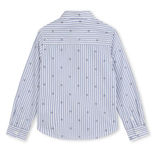 Load image into Gallery viewer, Blue &amp; White Striped Logo Shirt