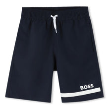 Load image into Gallery viewer, Navy Logo Swim Shorts