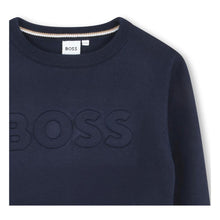 Load image into Gallery viewer, Navy Knitted Logo Jumper