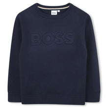 Load image into Gallery viewer, Navy Knitted Logo Jumper