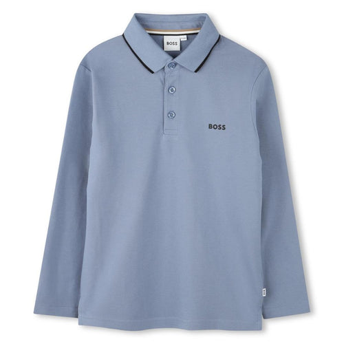 Slate Blue LS Polo Top