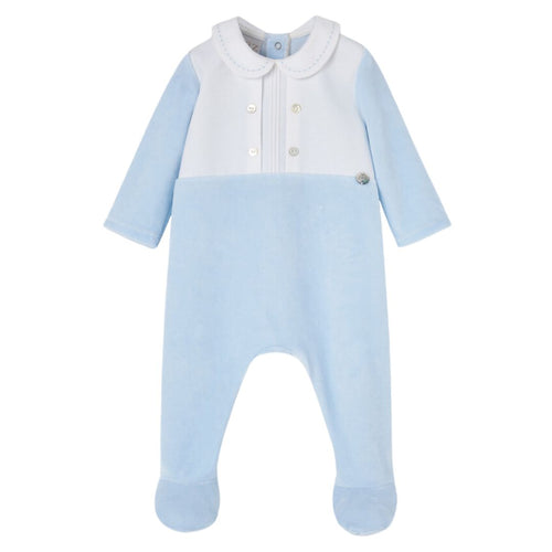 Pale Blue Velour Babygrow