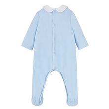 Load image into Gallery viewer, Pale Blue Velour Babygrow