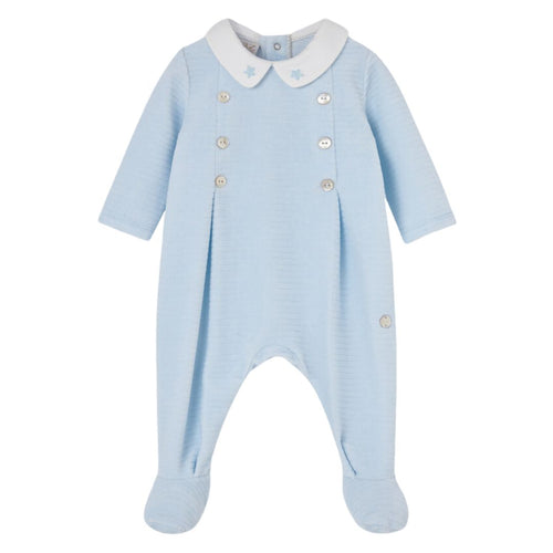 Blue Velour Babygrow