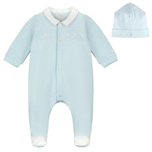 Load image into Gallery viewer, Blue Embroidered Teddy Babygrow &amp; Hat