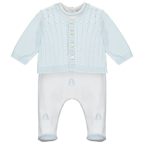 White & Blue Babygrow & Cardigan Set