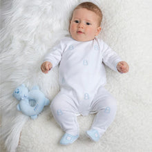 Load image into Gallery viewer, White &amp; Blue Babygrow &amp; Cardigan Set