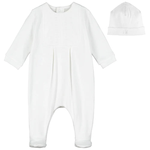 White Embroidered Babygrow & Hat