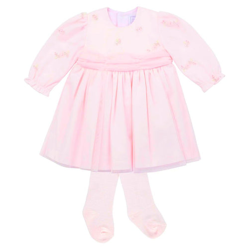 Pink Tulle Rosebud Dress & Tights