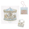 Blue Carousel Swaddle & Bib Gift Set