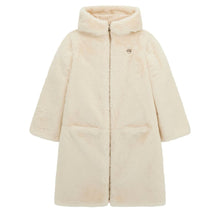 Load image into Gallery viewer, Girls Cream Reversible Faux Fur Coat