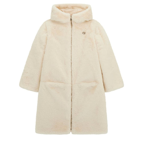 Girls Cream Reversible Faux Fur Coat