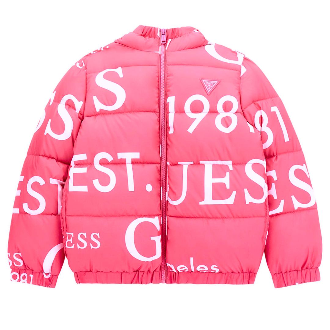 Pink Oversized Logo Puffer Jacket