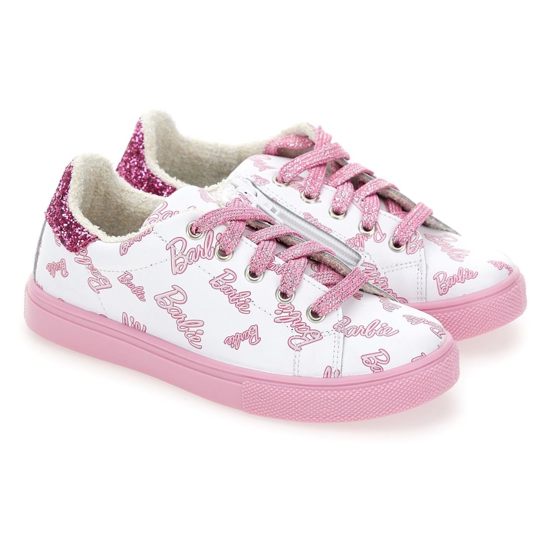 Monnalisa White Pink Barbie Trainers Village Kids