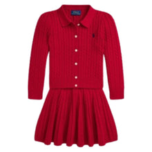 Load image into Gallery viewer, Red Cable Knit Cardigan &amp; Skirt Set