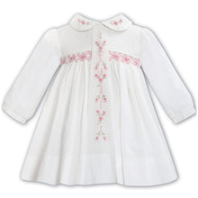 Load image into Gallery viewer, Ivory Smock &amp; Pink Floral Embroidered Dress