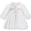 Ivory Smock & Pink Floral Embroidered Dress