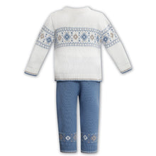 Load image into Gallery viewer, Blue &amp; Ivory Knitted 2 Piece Set