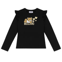 Load image into Gallery viewer, Black Teddy &amp; Metallic Gold Hearts LS Top