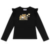 Black Teddy & Metallic Gold Hearts LS Top