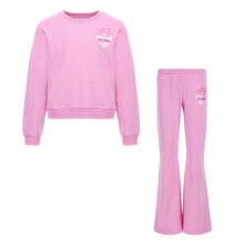 Load image into Gallery viewer, Pink Teddy &amp; Metallic Heart Flared Sweatpants and Top