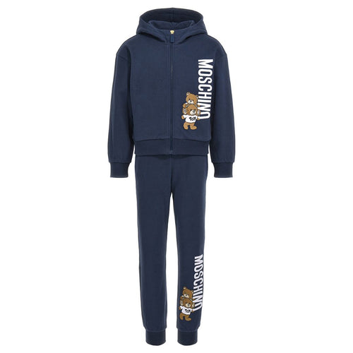 Navy Vertical Logo & Teddy Tracksuit