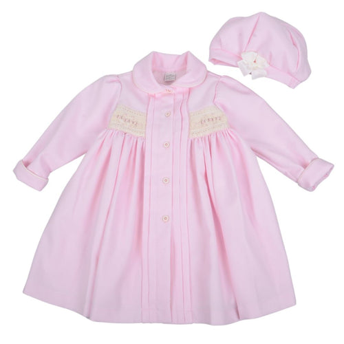 Pink Smocked Coat & Hat Set