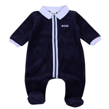 Load image into Gallery viewer, Navy Velvet Babygrow