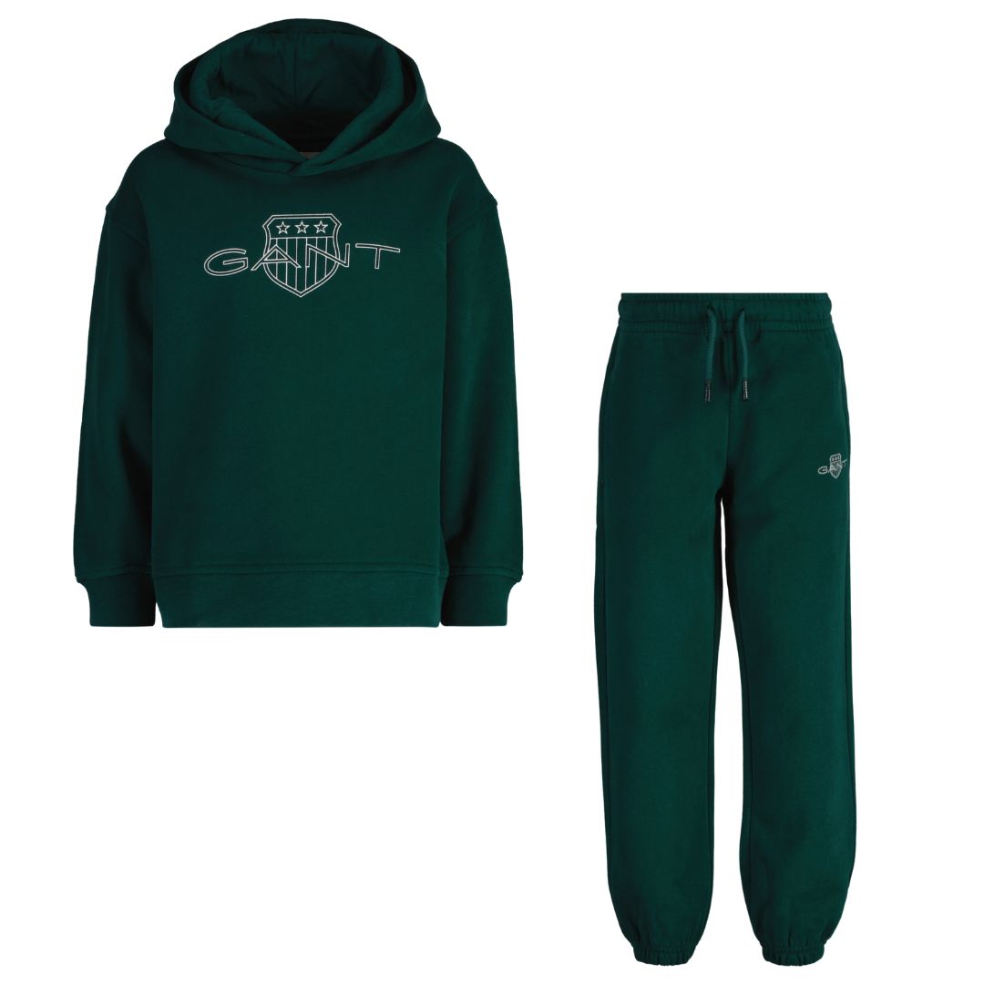 Gant Dark Green Contrast Shield Logo Tracksuit Village Kids