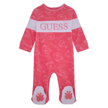 Load image into Gallery viewer, Fuschia Pink Velour Embossed Teddy Babygrow