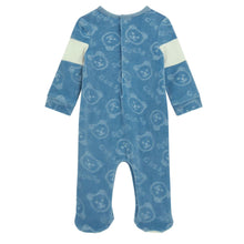 Load image into Gallery viewer, Blue Velour Embossed Teddy Babygrow