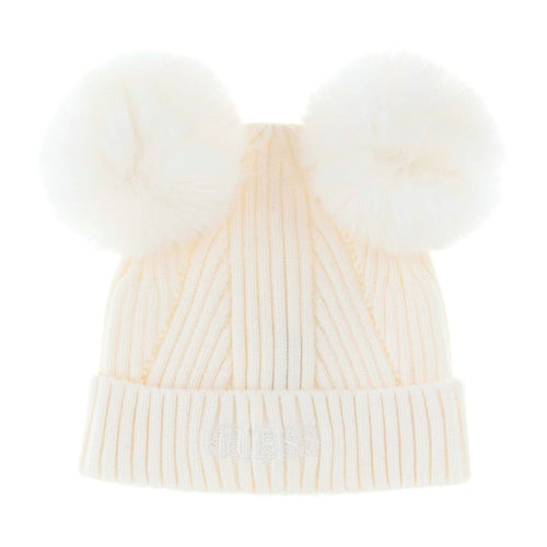 Ivory Pom Pom Beanie Hat