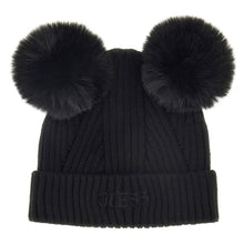 Load image into Gallery viewer, Black Pom Pom Beanie Hat