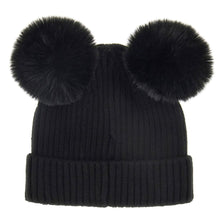 Load image into Gallery viewer, Black Pom Pom Beanie Hat