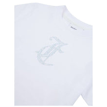 Load image into Gallery viewer, White &quot;JC&quot; Diamante Logo T-shirt