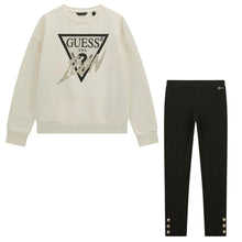 Load image into Gallery viewer, Diamante Sweatshirt &amp; Gold Sparkle Legging Set