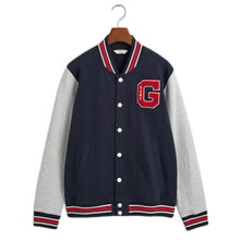 Load image into Gallery viewer, Navy Varsity Sweat Jacket