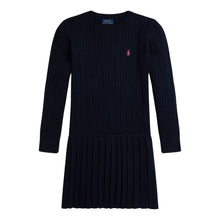 Load image into Gallery viewer, Navy Cable Knit Pleated Dress