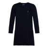 Navy Cable Knit Pleated Dress