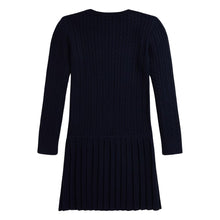 Load image into Gallery viewer, Navy Cable Knit Pleated Dress