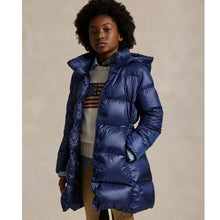 Load image into Gallery viewer, Girls Navy Quilted Down Coat