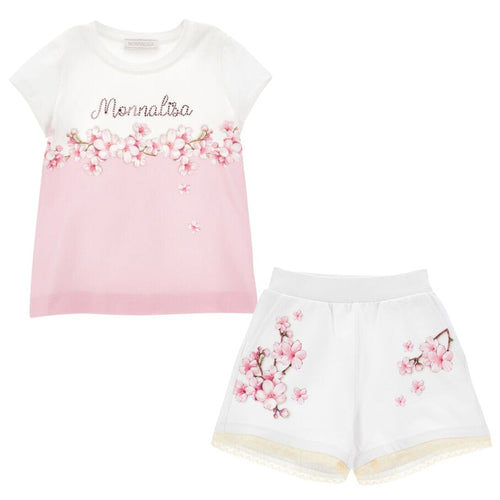 PRE ORDER - Pink & White Blossom Shorts Set